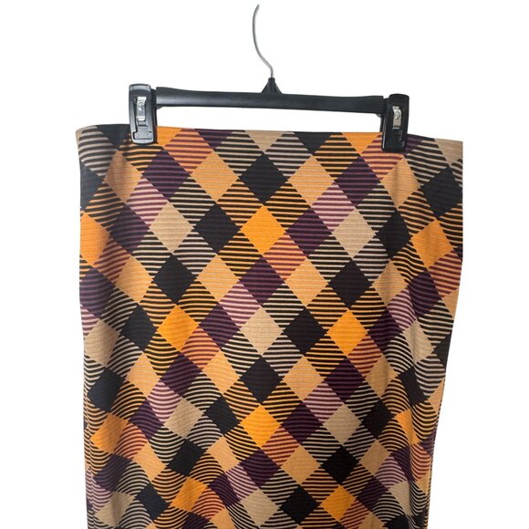 NWT Grace Elements Medium Multicolor Gold Plum Black Camel Geometric Tight Skirt - Picture 4 of 13